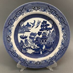 Churchill Dinner Plate White Blue Willow 10 3/8 Made in England